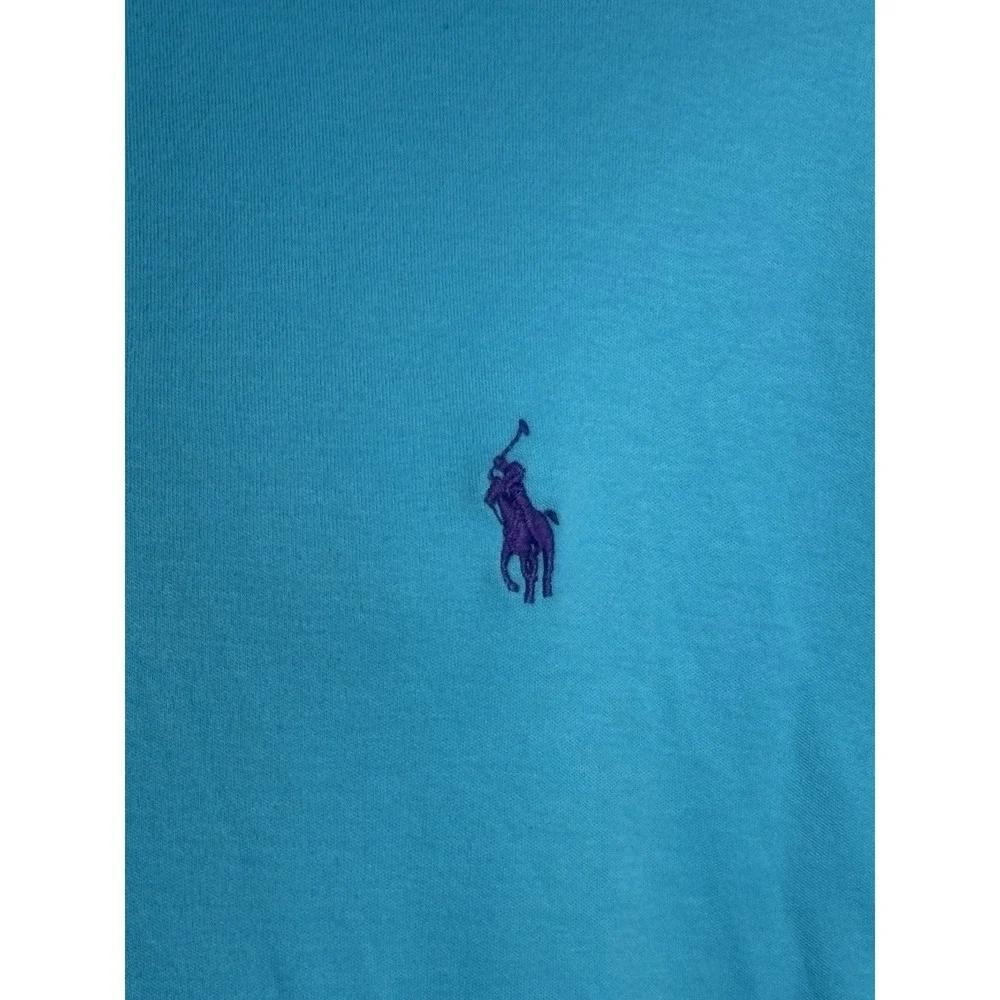 Polo Ralph Lauren Men XL‎ Blue Short Sleeve Pique Polo Shirt Purple Pony Logo